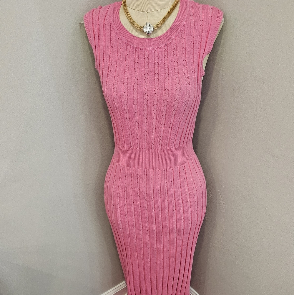 VACATION CRUISE BODY CONSCIOUS RIBBED KNIT DRESS